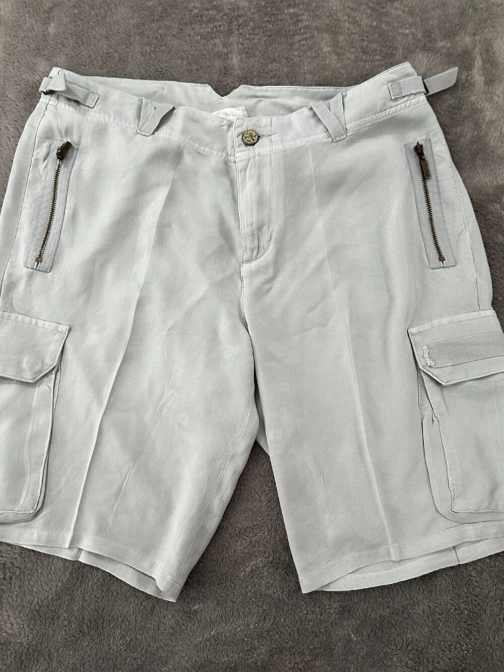 Da-Nang 100% Silk Cargo Shorts SMALL Light Blue